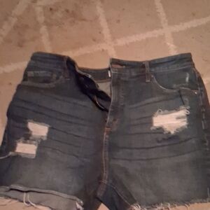 Sofia by Sofia Vergara Blue Distressed Jean Shorts